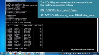 Structured Query Language Tutorial SQL Part 37 COUNT Function Command Prompt CMD