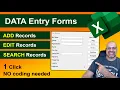 DATA ENTRY Forms in EXCEL NO Coding or Macros needed