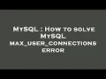 MySQL How to solve MySQL max - user