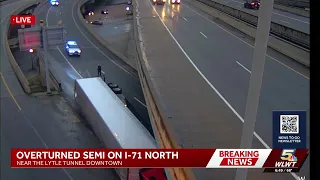 I-71 closed in downtown Cincinnati after semi overturns near Lytle Tunnel