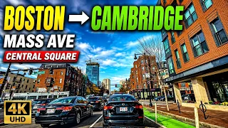 Massachusetts Avenue Boston to Cambridge MA Central Square 4K Drive