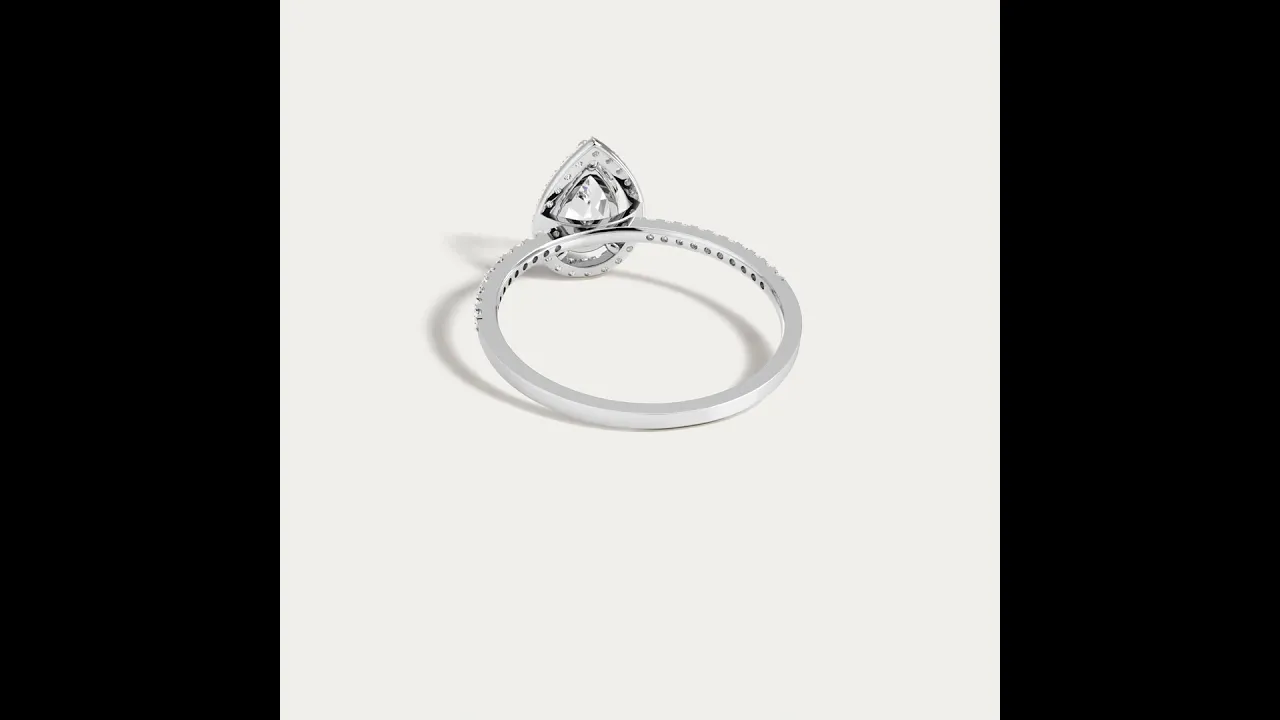 0.5CT Lab Grown Diamond Pear Cut Halo Engagement Ring In 14K Solid Gold/Platinum