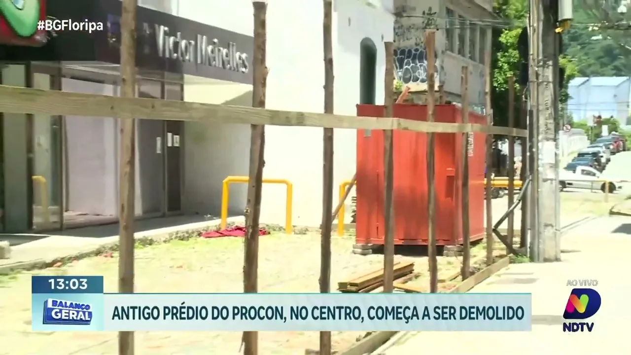 Transformação urbana: inicia a demolição do antigo prédio do Procon no centro de Florianópolis