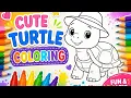 Cute Turtle Coloring Page for Kids Fun Easy Drawing