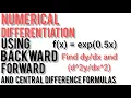 Numerical Differentiation Using Forward Backward and Central Difference