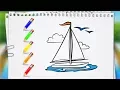 Coloring Pages Sailing Vessel Yacht Learn How To Draw and Paint Coloring Book - Art for kids