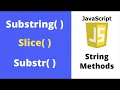 JavaScript Substring Example Slice Substr and Substring Methods in JS