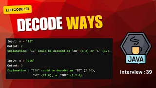 Decode Ways Dynamic Programming Leetcode 91 Java Tamil