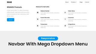 Responsive Navbar With Mega Dropdown Menu HTML CSS Javascript With Source Code