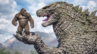 Colossal Godzilla crushes Biker Kong