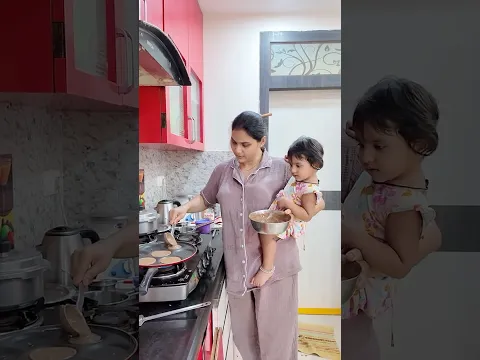 హిత్విక కి పెట్టే Healthy Breakfast రాగి Pancakes చేస్తున🫶 #shortvideo #shortsfeed #shortsviral