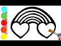 Rainbow Heart Clouds Drawing Painting Coloring for Kids Toddlers Come Draw With Me