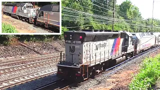 RARE - NJT 4108 and 4548 Nose-To-Nose on the Northeast Corridor Amtrak and NJ Transit Trains