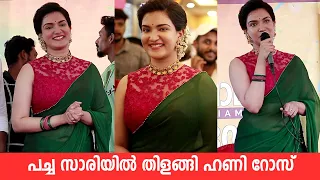  honey rose gorgeous in green saree