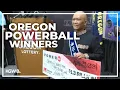 Oregon winners of 1 3B Powerball jackpot Husband wife and friend Complete news conference