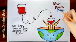 World Blood Donor Day Drawing Blood Donation Day Drawing How To Draw Blood Donor Day Poster Easy 
