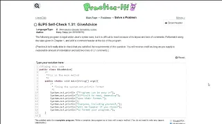 Java Practice-it Introduction to Java Programming Self-Check 1 31 GiveAdvice