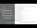 Lazarus Free Pascal How to use Procedure Function