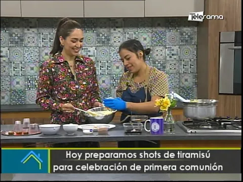 Hoy preparamos shots de tiramisú para celebración de primera comunión