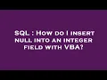 SQL How do I insert null into an integer field with VBA