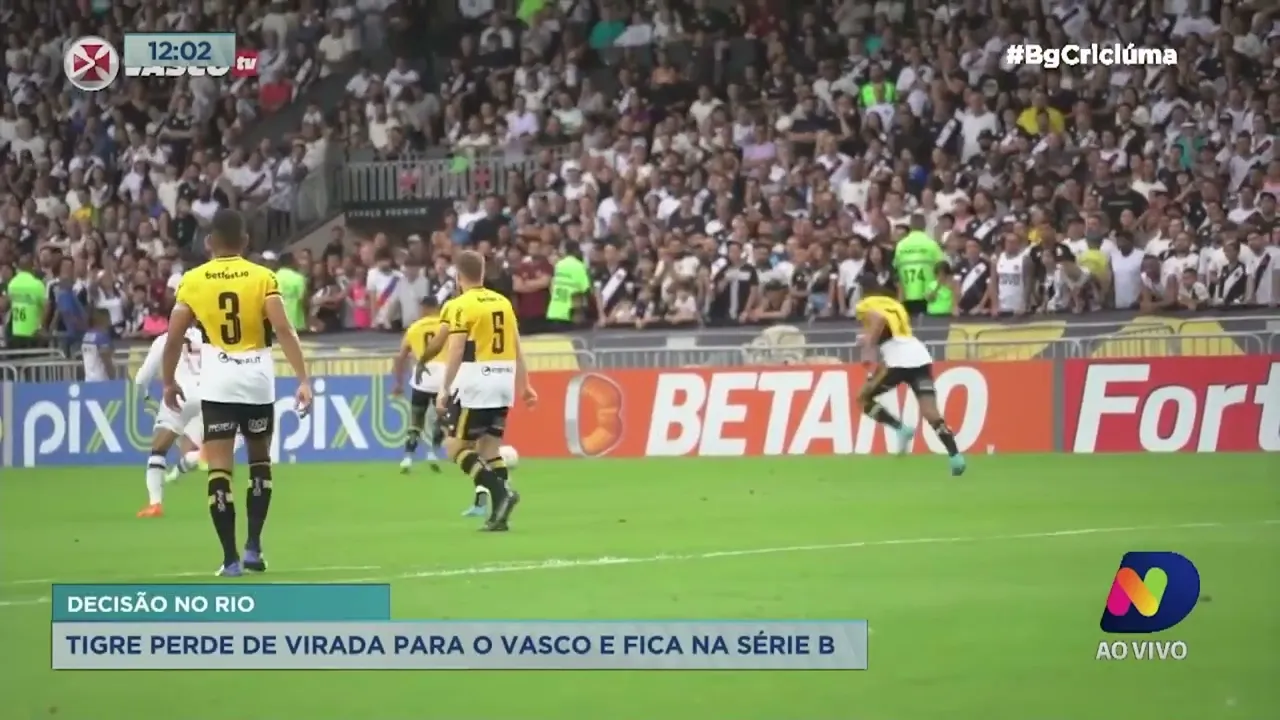 Tigre perde de virada para o Vasco e fica na Série B