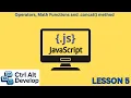 Learn JavaScript Operators Math Functions and concat method