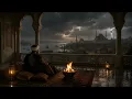 Ottoman Palace Ambience at Night | Rain, Fireplace & Istanbul View for Deep Sleep