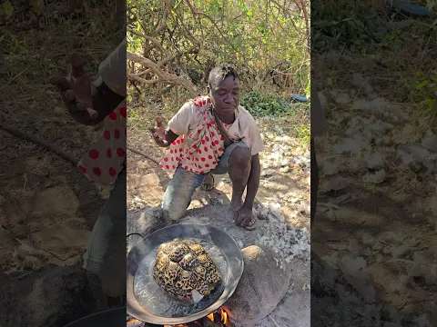 Dudukwe roasting tortoise meat