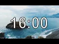 16 minute timer with Calm and Soft Music and sea wave cinematic background