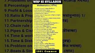 WBP SUB INSPECTOR SYLLABUS 2024 Wbp Wbpsi 