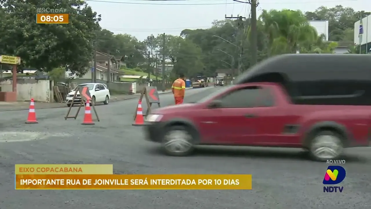 Trânsito no Eixo Copacabana, em Joinville, será interditado a partir desta quarta-feira