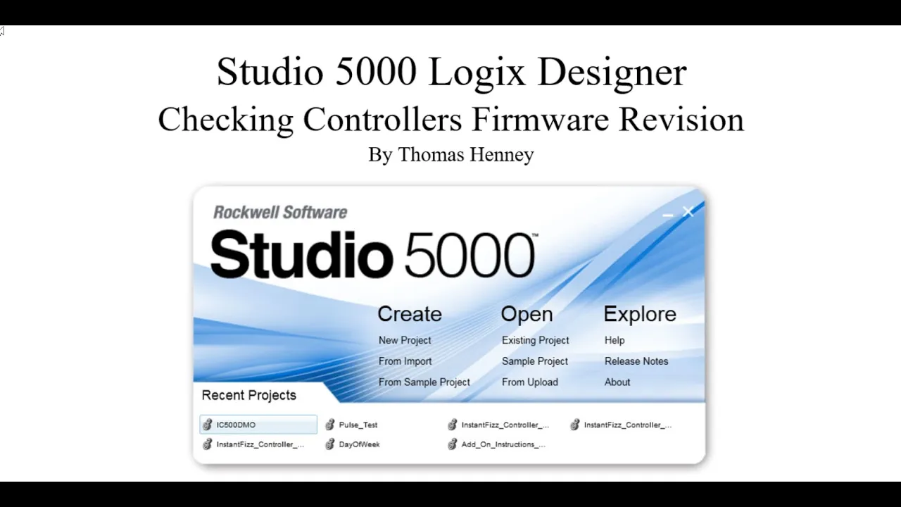 Outline Video Studio 5000 Checking The Firmware Revision Number Of Controller