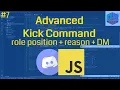 Advanced Kick Command role position check reason DM Discord JS v13 Tutorial