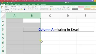 Column A missing in Excel