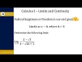Calculus I Limits and Continuity Example 4