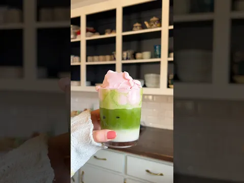 matcha + pink foam ๐ un succรจs #matcha #recette