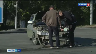 В районе ОмГАУ столкнулись сразу пять легковых автомобилей