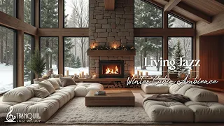 Winter Cabin Jazz With Snowfall Outside Cozy Winter Jazz Music Fire Pit Sounds For Warm Holid 