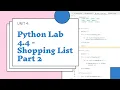 Python Lesson 4 4 Lab - Shopping Cart Part 2
