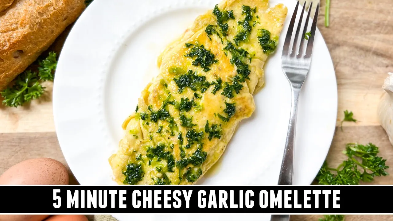 The BEST Cheesy Garlic Omelette EVER   Easy 5 Minute Breakfast Recipe