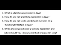 Lambda Expression Interview Questions in Java