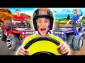 Last To Stop Riding Mini Jeep Challenge RED VS BLUE