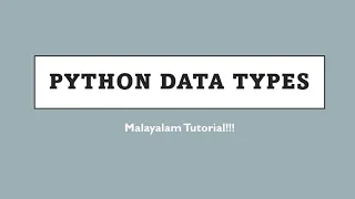 Python Data Types Python programming language Malayalam Tutorial