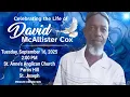A Memorial Service for the Life of David Cox