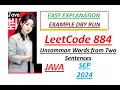 Uncommon Words from Two Sentences Leetcode 884 Java Developer Coder