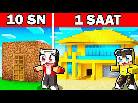 Video Thumbnail: 10 SANİYE vs 1 SAAT: Milyoner Evi Yapmak! 🤑 | Minecraft