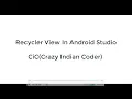 Recycler View in Android Studio using Java