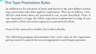 Automatic Type Promotion in Expressions - Java The Type Promotion Rules
