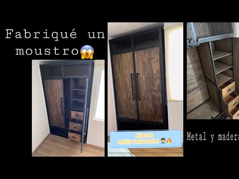 Download MP3 CLOSET ESTILO INDUSTRIAL (metal y madera) estructura de perfil👨‍🏭 y forrado con madera 🪵