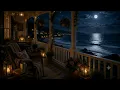 🌙 Cozy Seaside Porch at Night 🌊 | Ocean Waves & Soft Brown Noise for Deep Sleep & Relaxation